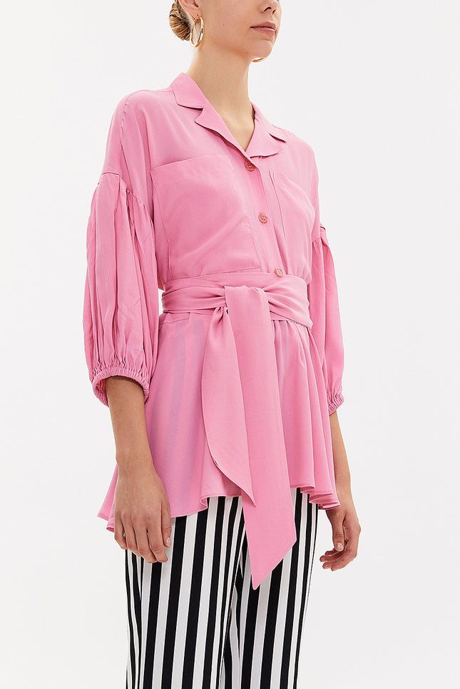 Pink Balloon sleeve    wide cut blouse  19761