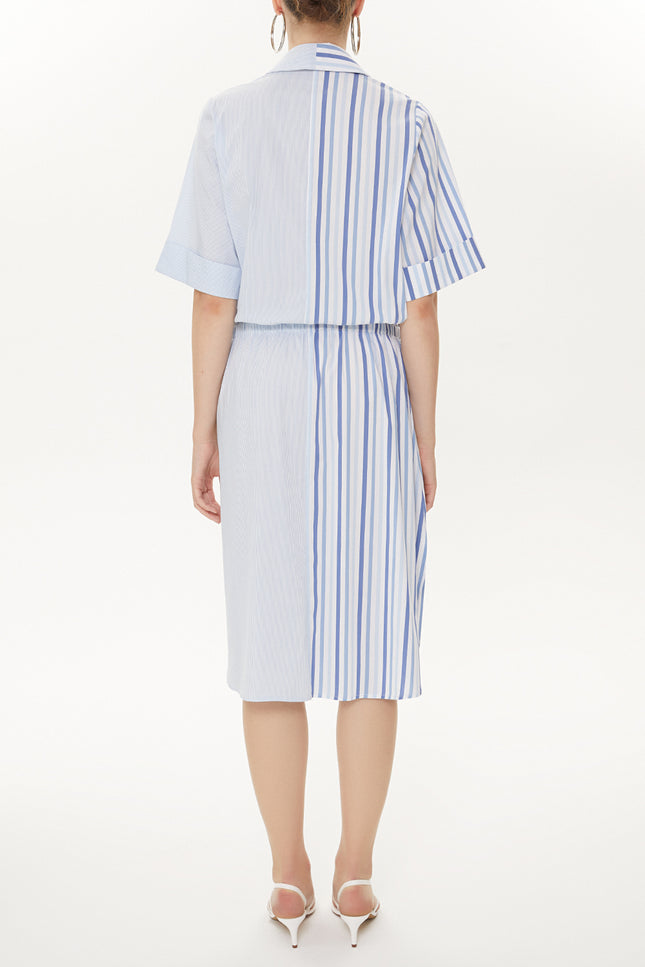 Blue Striped wide cut midi dress 92745