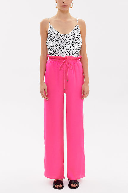 Pink Wide cut elastic waist pants 41369