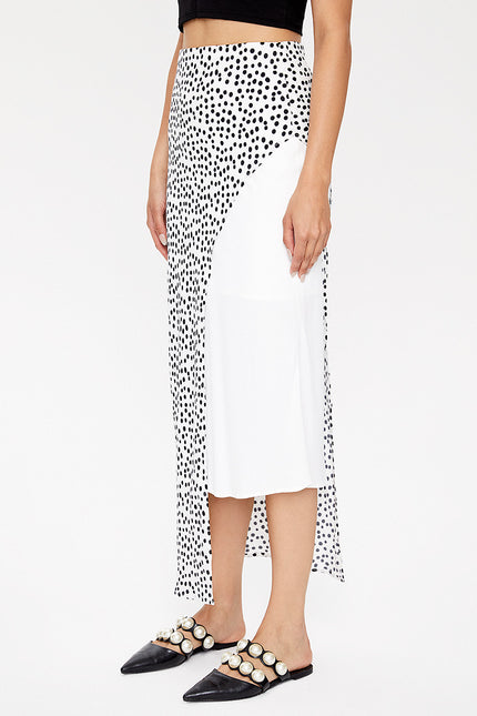Black White Asymmetric  cut slim skirt  81128