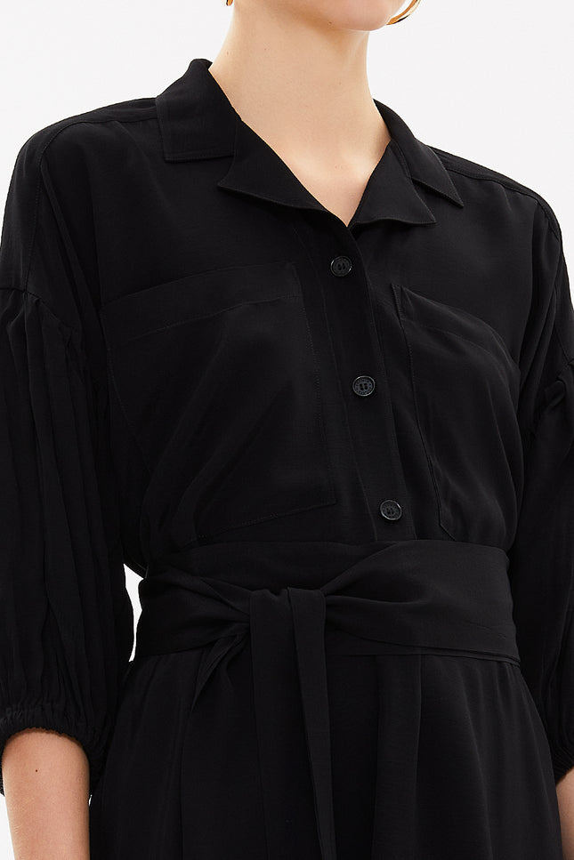 Black Balloon sleeve    wide cut blouse  19761
