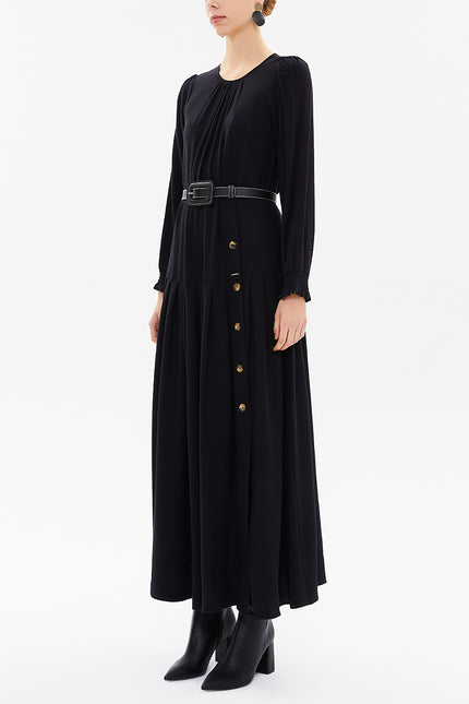 Black Pleated skirt maxi dress 93304