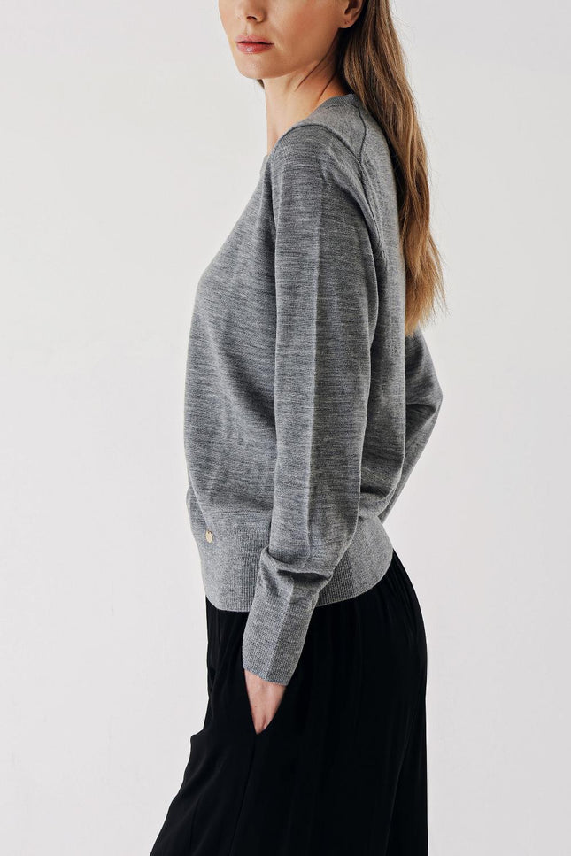 Gray Bicycle neck wool knit sweater 28868