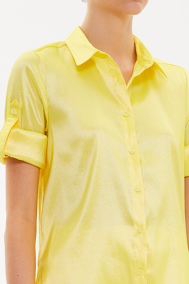 Yellow Pleated shirt 10735