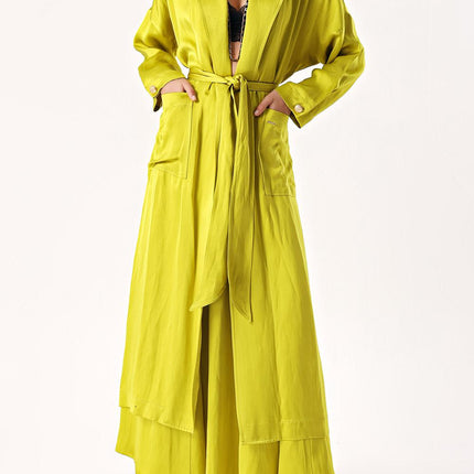 Green Side Button Shabby Chic Trenchcoat 20403