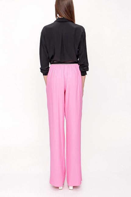 Pink Elactic belted pants 41615