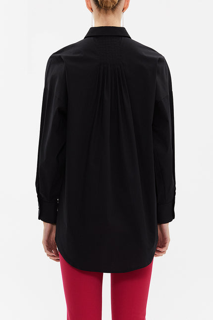 Black Wide cut poplin shirt 10745