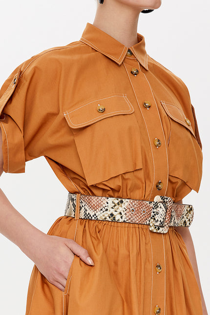 Cinnamon Pocket elastic waist maxi dress 93098