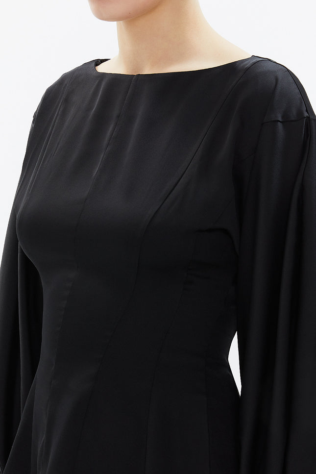 Black Balloon sleeve fitted waist blouse 19810