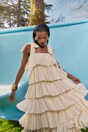 Beige Ruffled sleeveless dress 93538