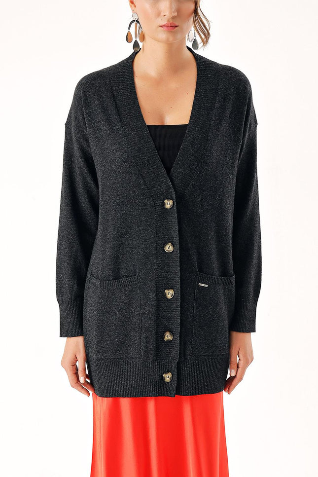 Anthracite Woll and cashmere mix cardigan 28832