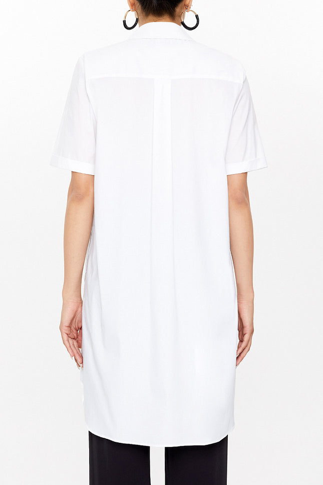 White Short sleeve poplin shirt 10732