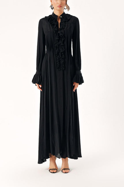 Black Ruffle detail on the side
long dress 93075