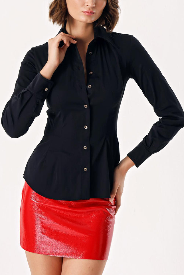 Black Lycra slim fit shirt 10831