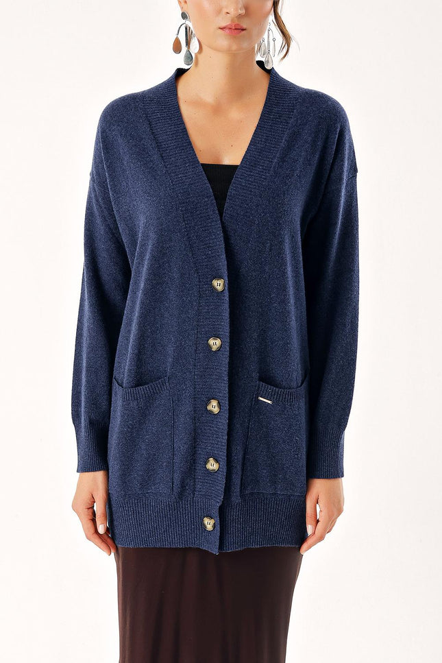 Navy Blue Woll and cashmere mix cardigan 28832