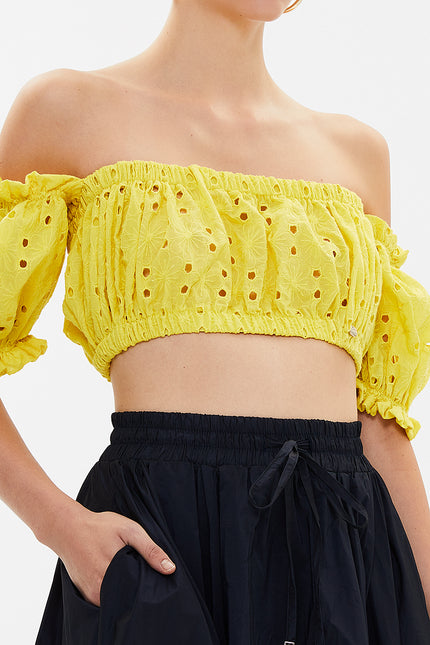 Yellow Brode  short blouse  19758