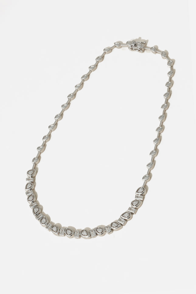 Silver 925 sterling silver asymmetric stone detailed necklace 11