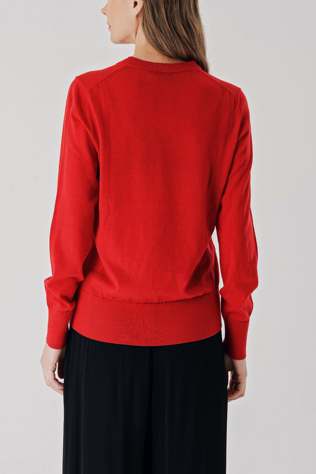 Red Bicycle neck wool knit sweater 28868