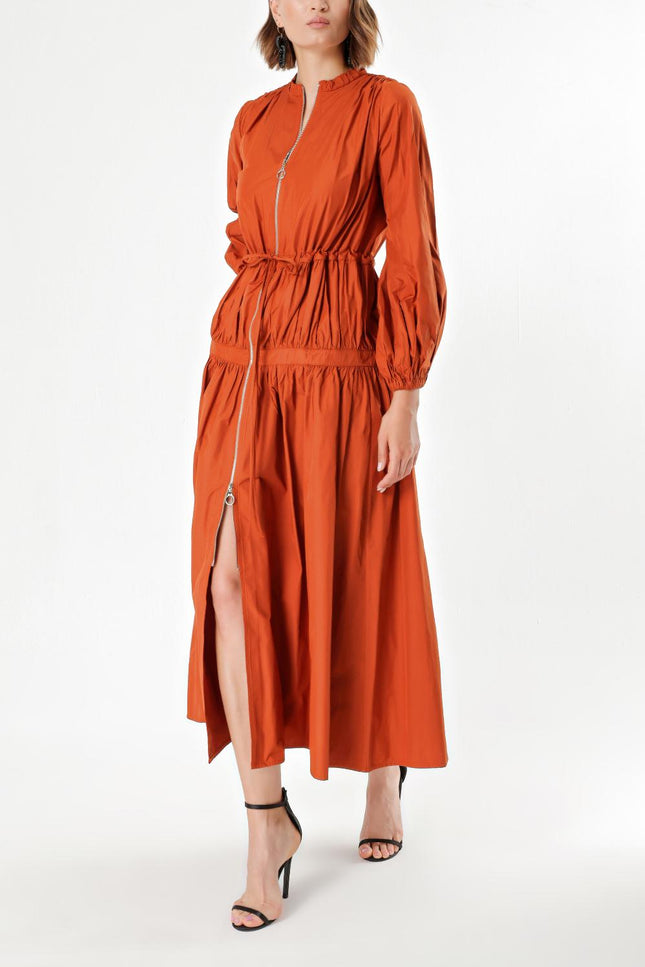 Cinnamon Elastic waist pleated maxi dress 93842