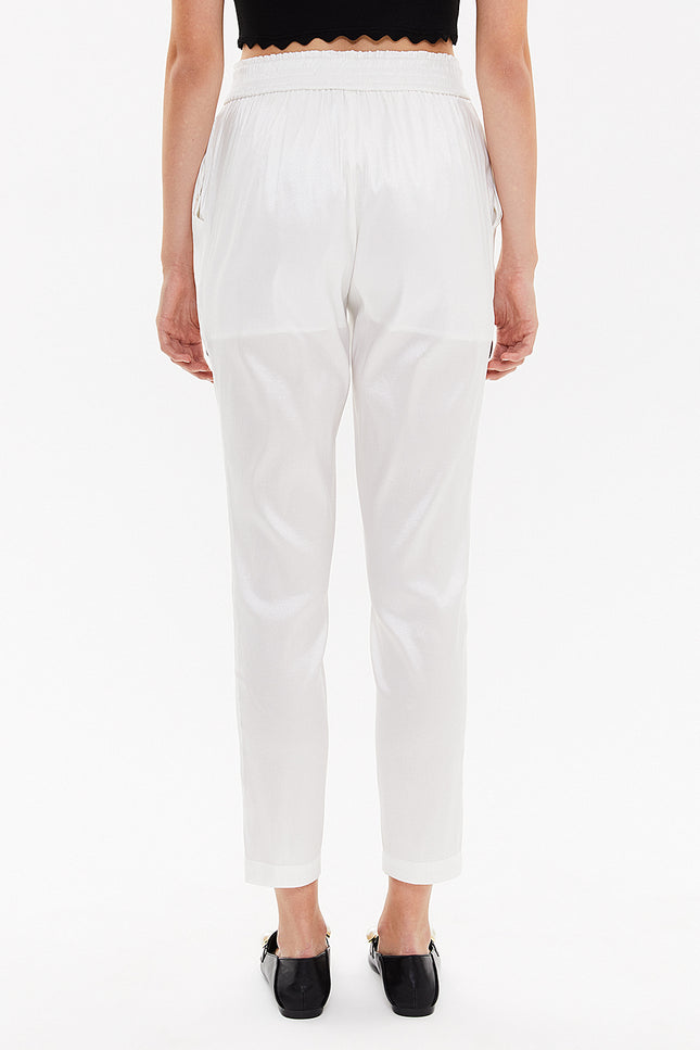 White Elastic waist pants 41356