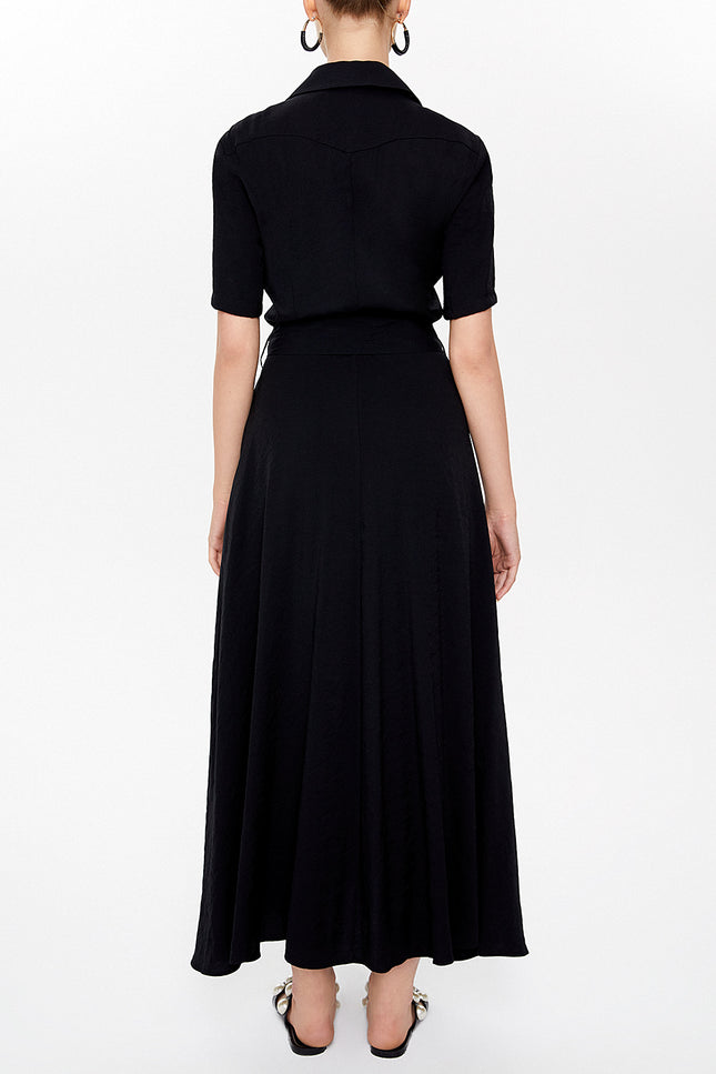 Black Short sleeve maxi  dress 92867