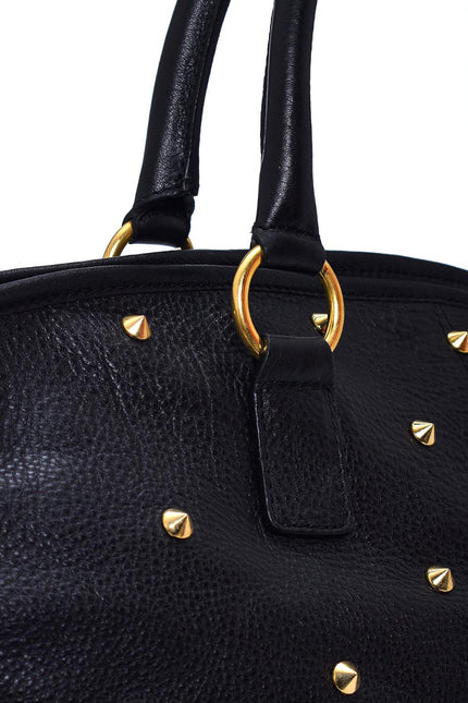 Black Leather bag with accessory detail 23010