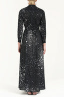 Siyah Yıldız desenli uzun elbise 92176