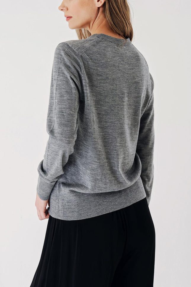 Gray Bicycle neck wool knit sweater 28868