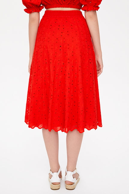 Red Brode  and  button skirt  81054