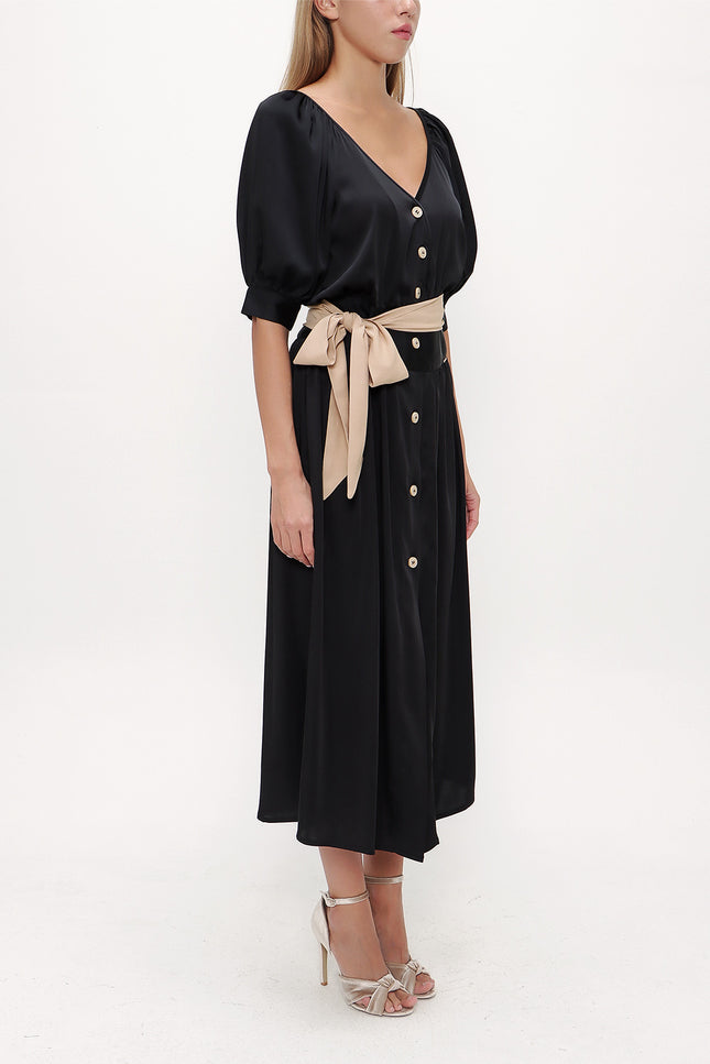 Black V-neck maxi dress 92761