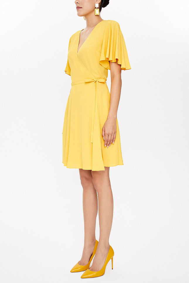 Yellow Wrap-over mini dress 93225
