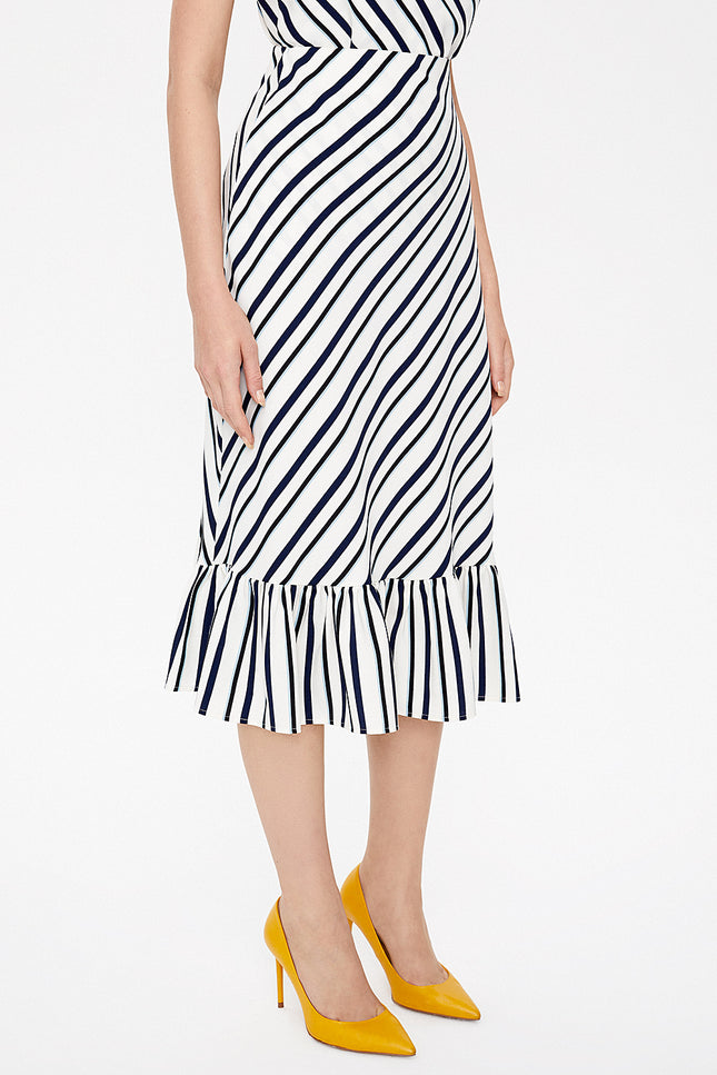 Striped Mid-calf straight slim skirt  81124