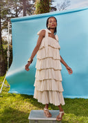 Beige Ruffled sleeveless dress 93538