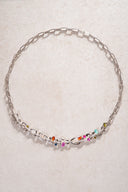 Silver 925 sterling silver necklace with ring and colored stone details 08