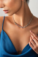 Silver 925 sterling silver necklace with ring and colored stone details 08