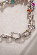 Silver 925 sterling silver necklace with ring and colored stone details 08