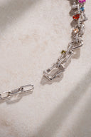 Silver 925 sterling silver necklace with ring and colored stone details 08