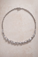 Silver 925 sterling silver special cut stone detailed necklace 10