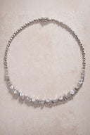 Silver 925 sterling silver special cut stone detailed necklace 10