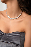 Silver 925 sterling silver special cut stone detailed necklace 10