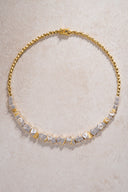 Gold 925 sterling silver special cut stone detailed necklace 10