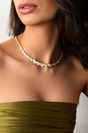 Gold 925 sterling silver special cut stone detailed necklace 10