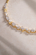 Gold 925 sterling silver special cut stone detailed necklace 10