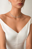 Silver Baguette and stone detailed 925 sterling silver necklace 11