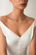 Silver Baguette and stone detailed 925 sterling silver necklace 11