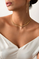 Gold Baguette and stone detailed 925 sterling silver necklace 11