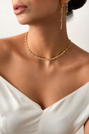 Gold Baguette and stone detailed 925 sterling silver necklace 11