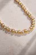 Gold Baguette and stone detailed 925 sterling silver necklace 11
