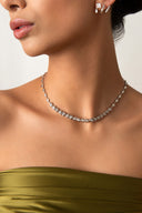 Silver Baguette stone 925 sterling silver necklace 12