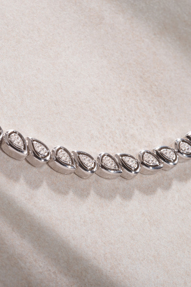 Silver Baguette stone 925 sterling silver necklace 12